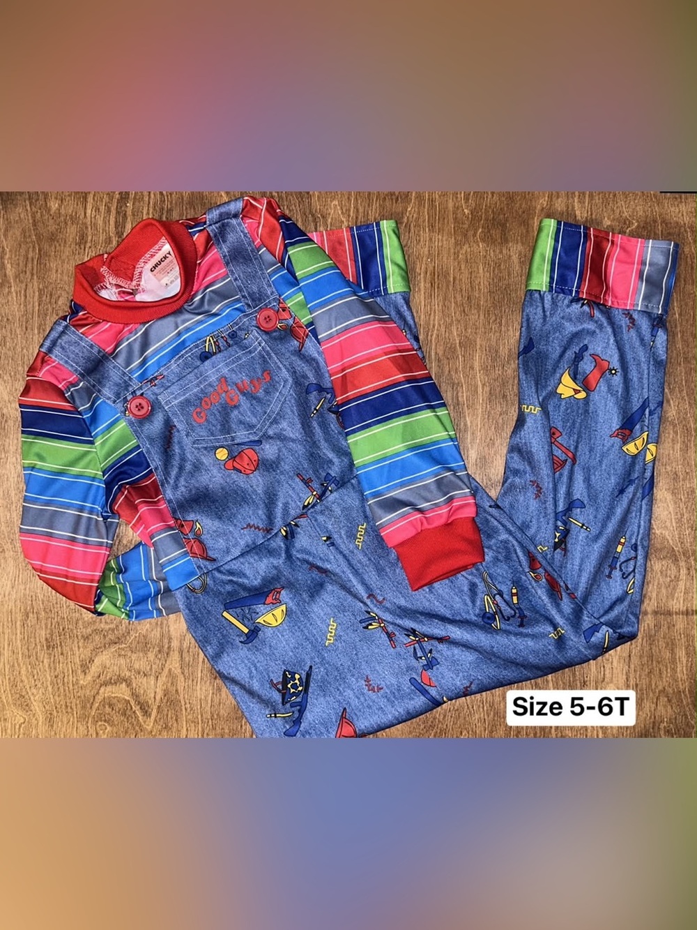 Chucky “Good Guys” Overalls & Striped Shirt Outfit - Size 5-6T